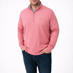 Vineyard Vines Saltwater 1/4 Zip Pullover Mens 4XB Sailor Red Pima Cotton Whale